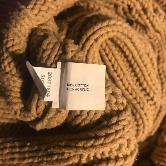 WOMEN’s GAP V NECK CABLE KNIT PULLOVER SWEATER CAMEL BROWN COLLAR  M - Picture 10 of 10